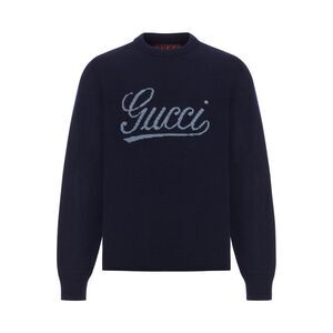 Gucci Men Wool Sweater With Contrasting Front Gucci Logo